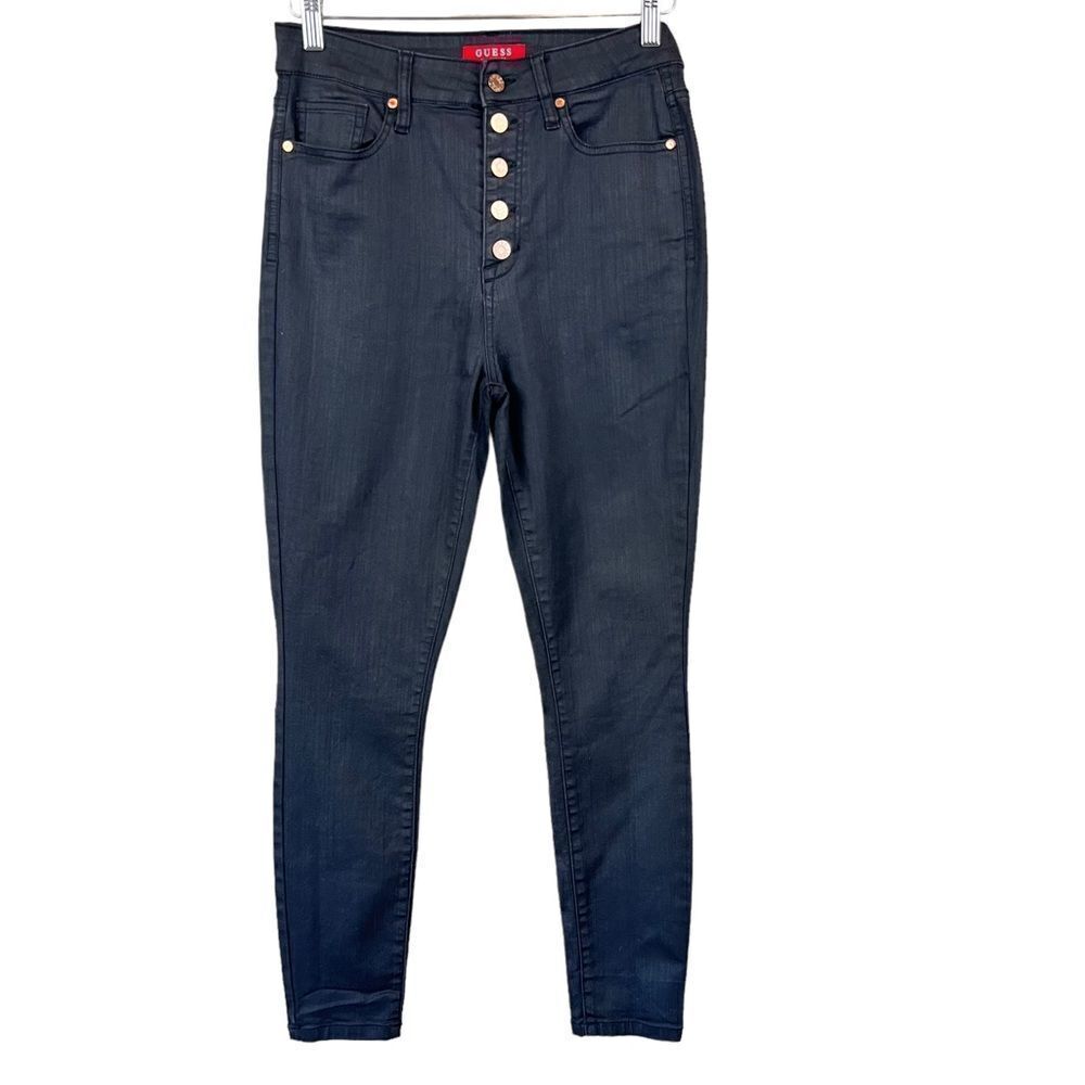 Guess Jeans Coated Super High Rise Button Fly Skinny Fit Jeans